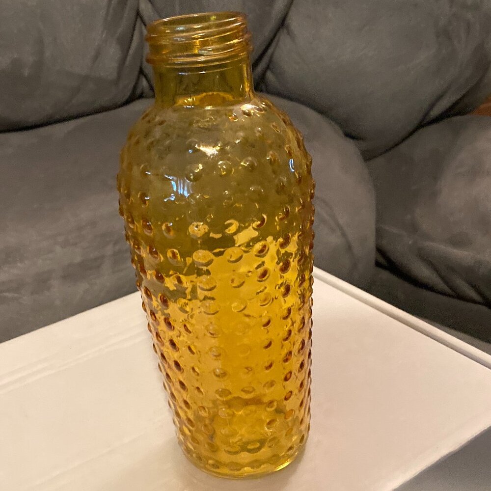 VTG 1970's Mid-Century Modern Amber Glass Vase/Jar/Bottle-DPS Dots-8”High-EUC